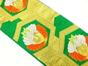 アンティーク　亀甲に鶴模様織り出し袋帯（着用可）